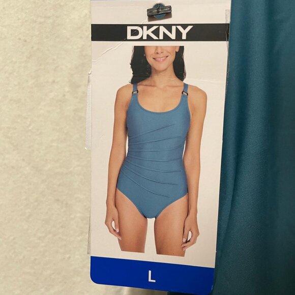 NWT! DKNY Women's One piece Swimsuit - Turquoise Blue, Sizes L + XL - Picture 7 of 11